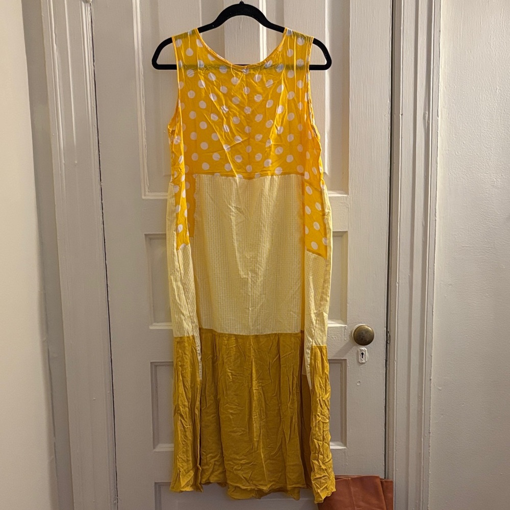 Vibrant Yellow and Cream Maxi Dress